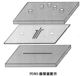 微流體PDMS芯片流體控制設(shè)備微泵裝配示意圖