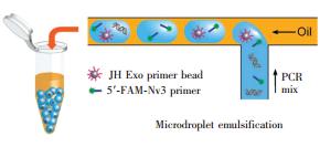 圖3 用于單分子PCR研究的微液滴產(chǎn)生過程 圖3 用于單分子PCR研究的微液滴產(chǎn)生過程