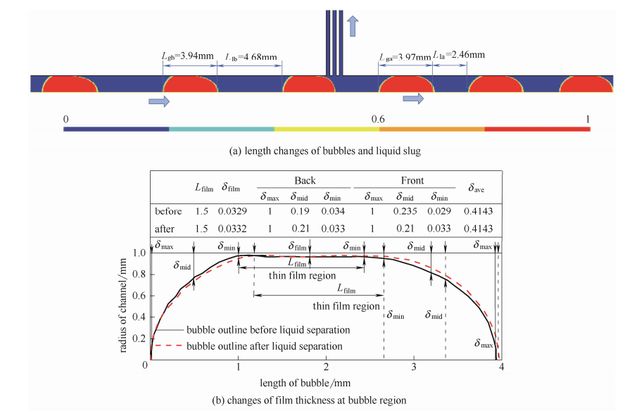 圖3彈狀流經(jīng)微通道分液后流型變化