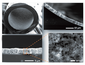 圖4多孔SiO2層包覆的320μm內(nèi)徑毛細(xì)管截面