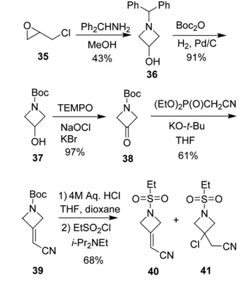 圖13.a 巴瑞克替尼片段的藥物合成路線
