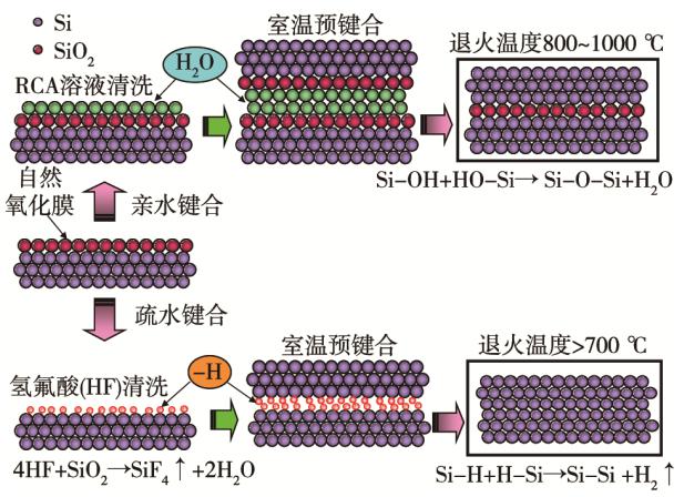 圖1 硅晶圓的親水鍵合和疏水鍵合原理